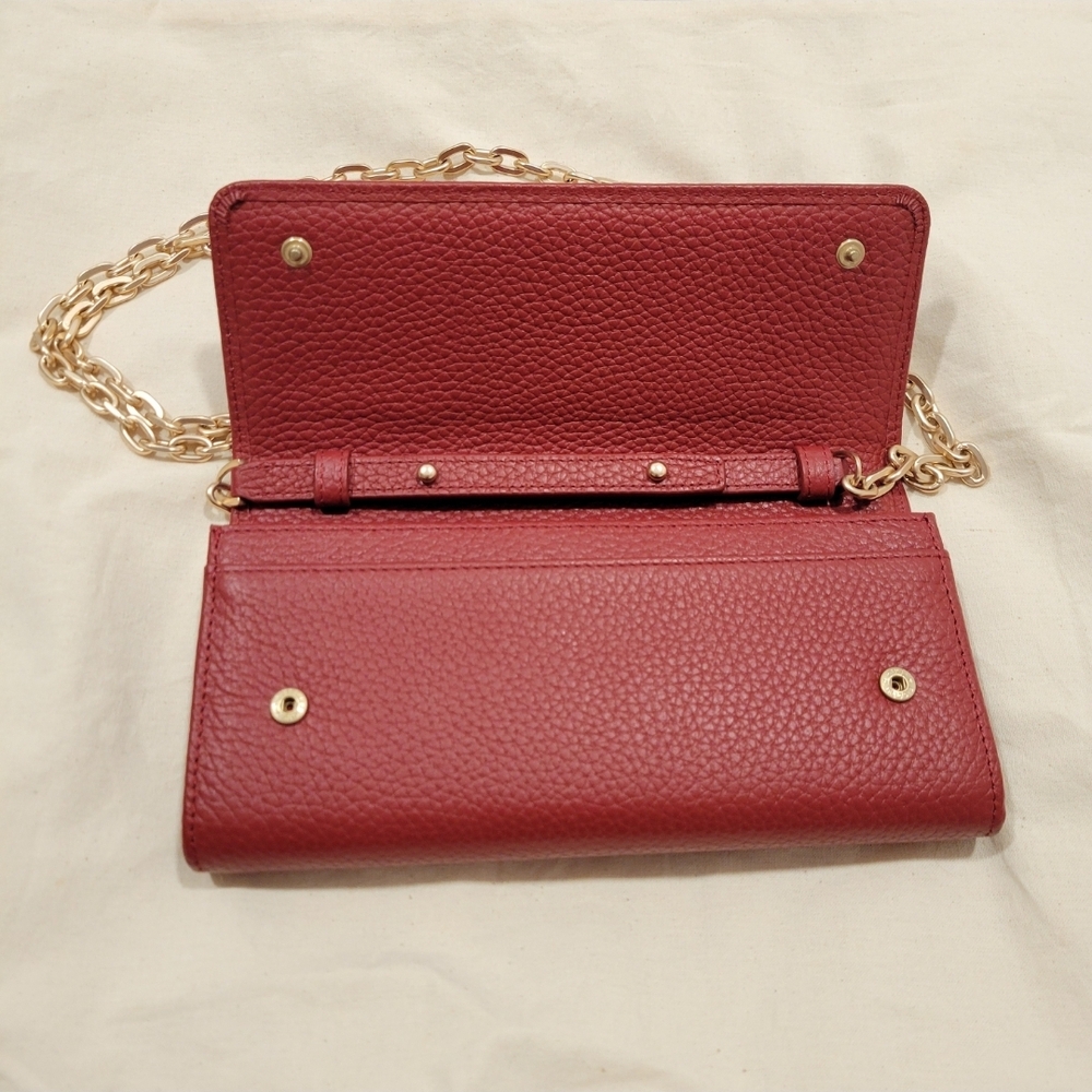 Red Valentino Leather Wallet On Gold Chain - Picture 3 of 8